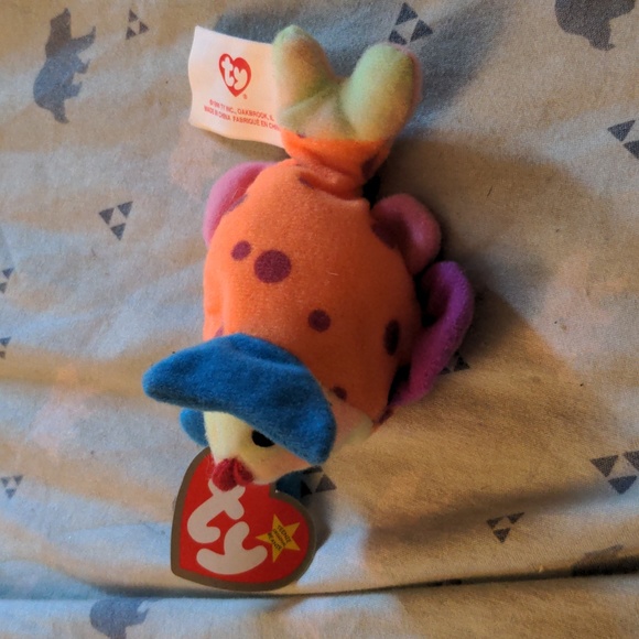 1999 Ty Teenie Beanie Babies Lips the Fish Plush - Picture 5 of 7